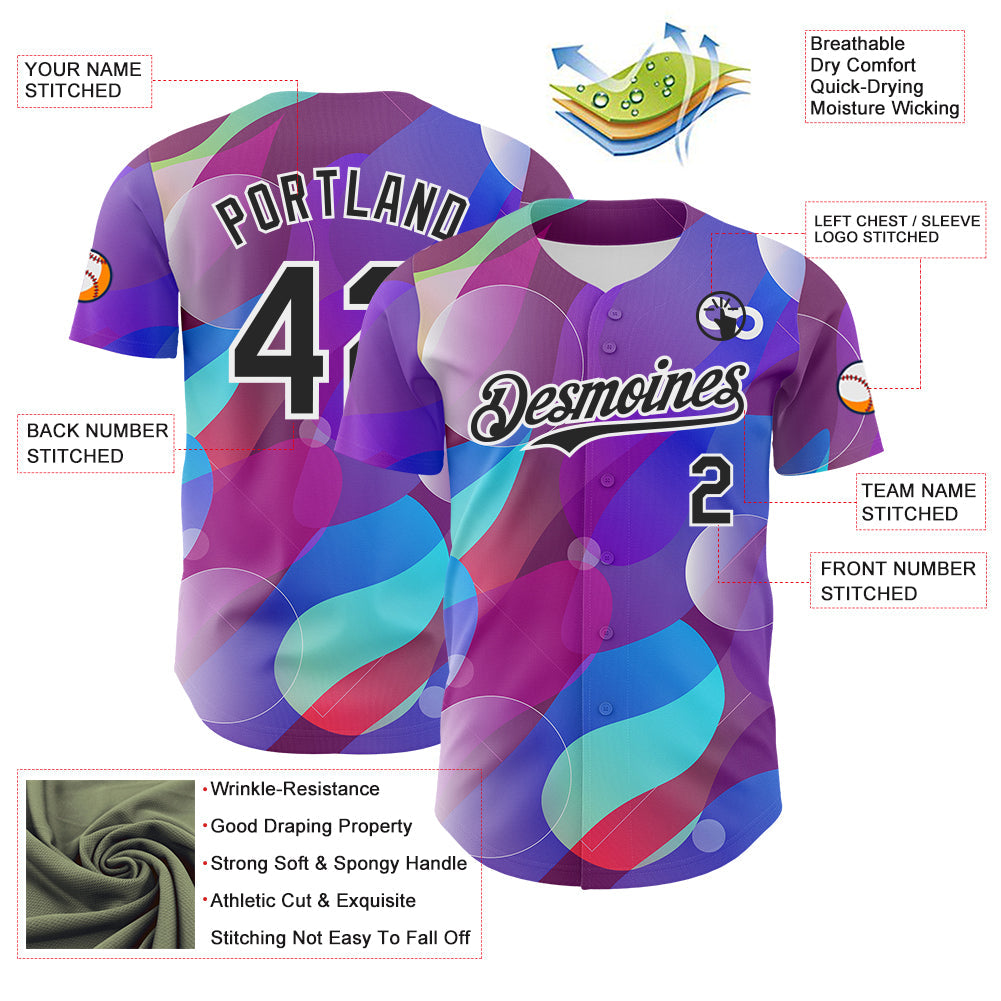 Custom Purple Black-White Autism Acceptance Infinity Authentic Baseball Jersey