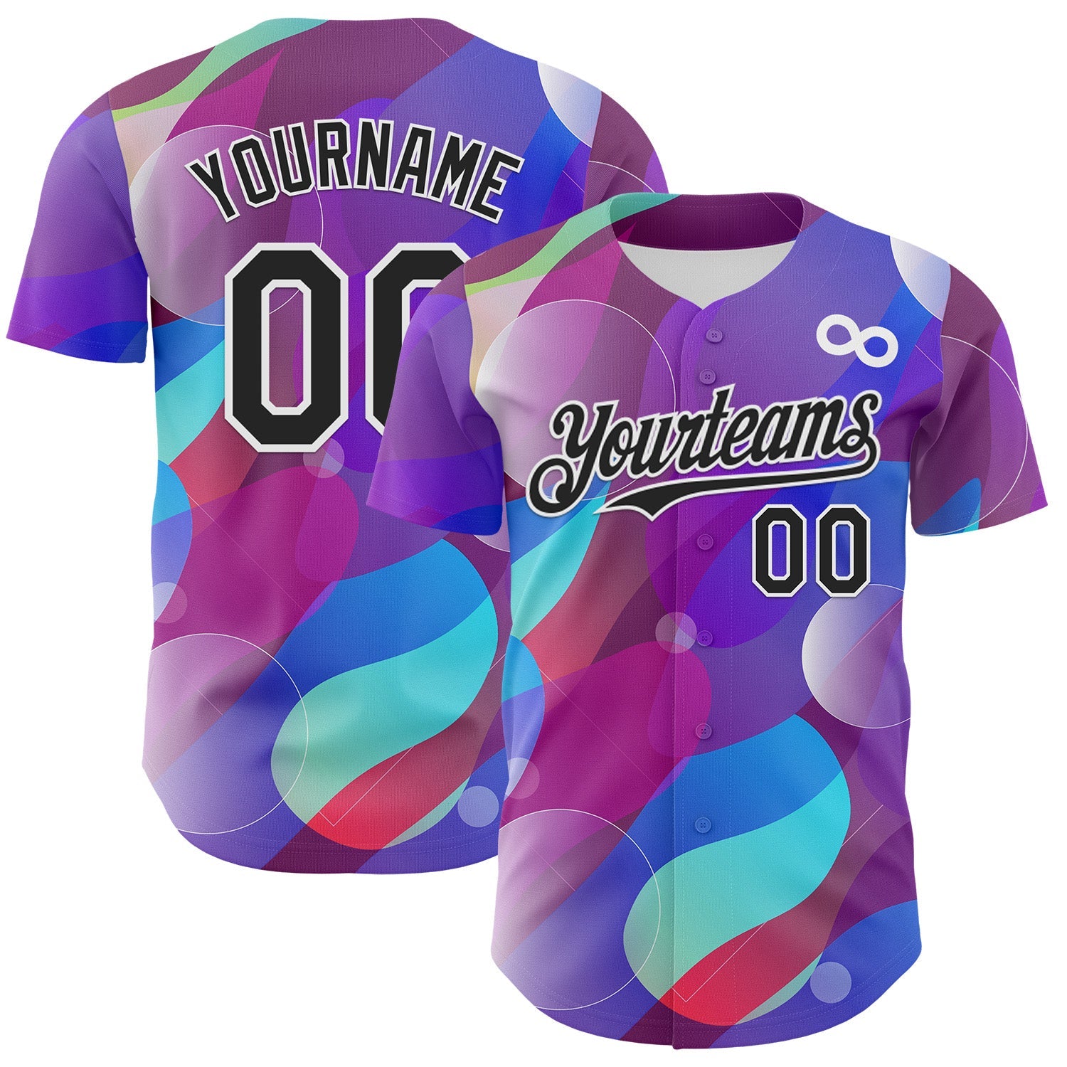 Custom Purple Black-White Autism Acceptance Infinity Authentic Baseball Jersey