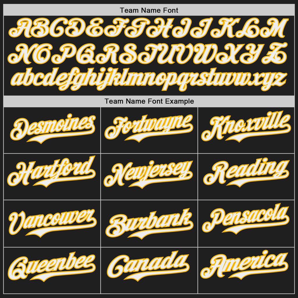 Custom Black White-Gold Japanese Wave Authentic Baseball Jersey