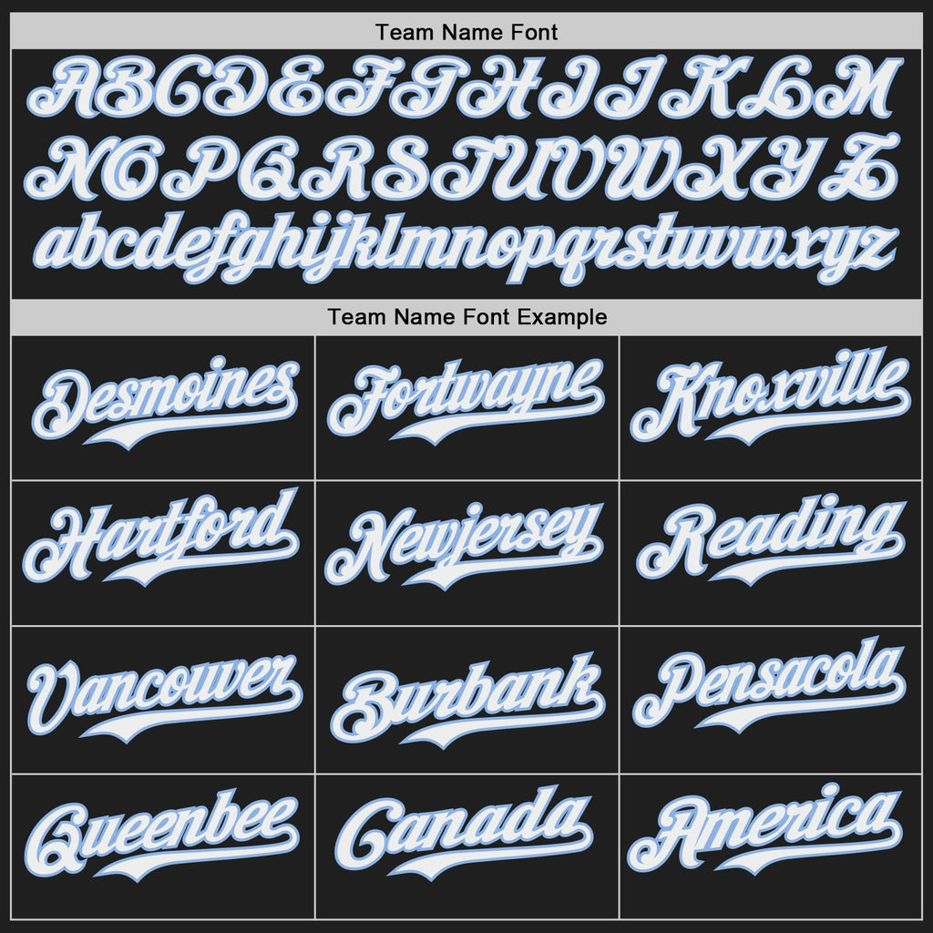 Custom Black White-Light Blue Japanese Wave Authentic Baseball Jersey