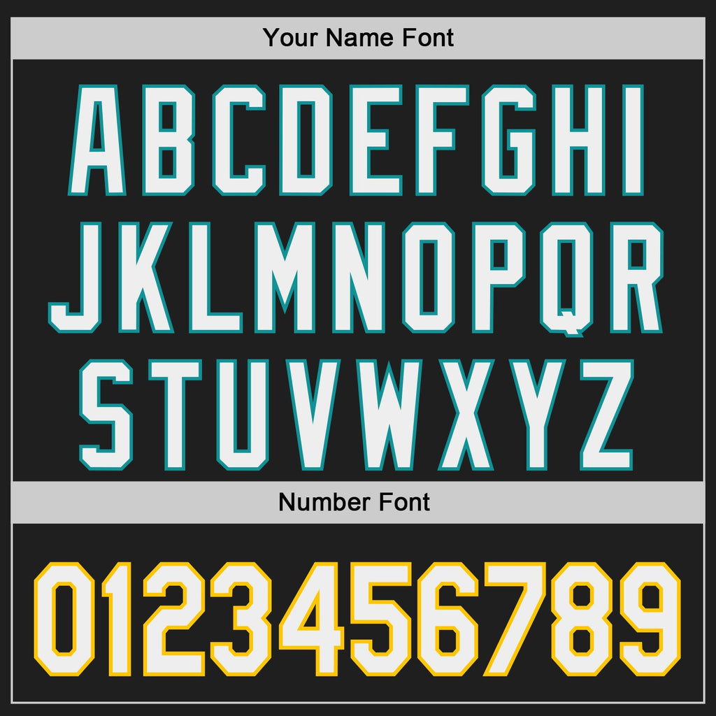 Custom Black White Teal-Yellow Japanese Wave Authentic Baseball Jersey