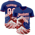 Custom Royal White-Red Japanese Wave Authentic Baseball Jersey