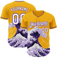 Custom Gold White-Purple Japanese Wave Authentic Baseball Jersey