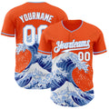 Custom Orange White-Light Blue Japanese Wave Authentic Baseball Jersey