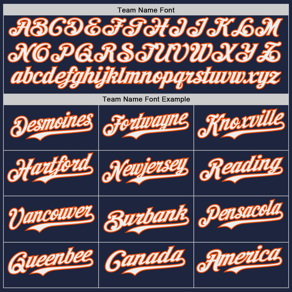 Custom Navy White-Orange Japanese Wave Authentic Baseball Jersey