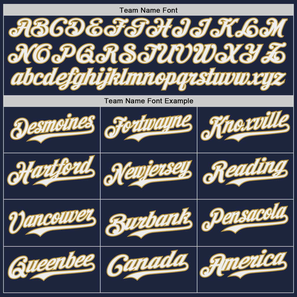Custom Navy White-Old Gold Japanese Wave Authentic Baseball Jersey