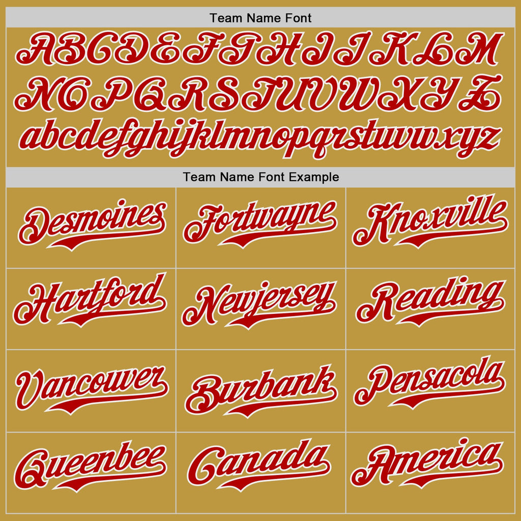 Custom Old Gold Red-White Japanese Wave Authentic Baseball Jersey