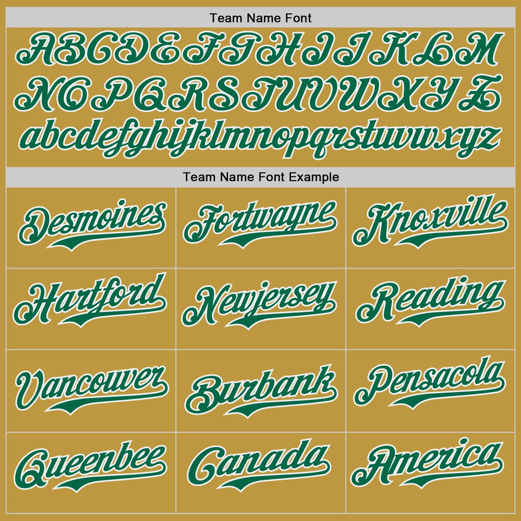 Custom Old Gold Kelly Green-White Japanese Wave Authentic Baseball Jersey