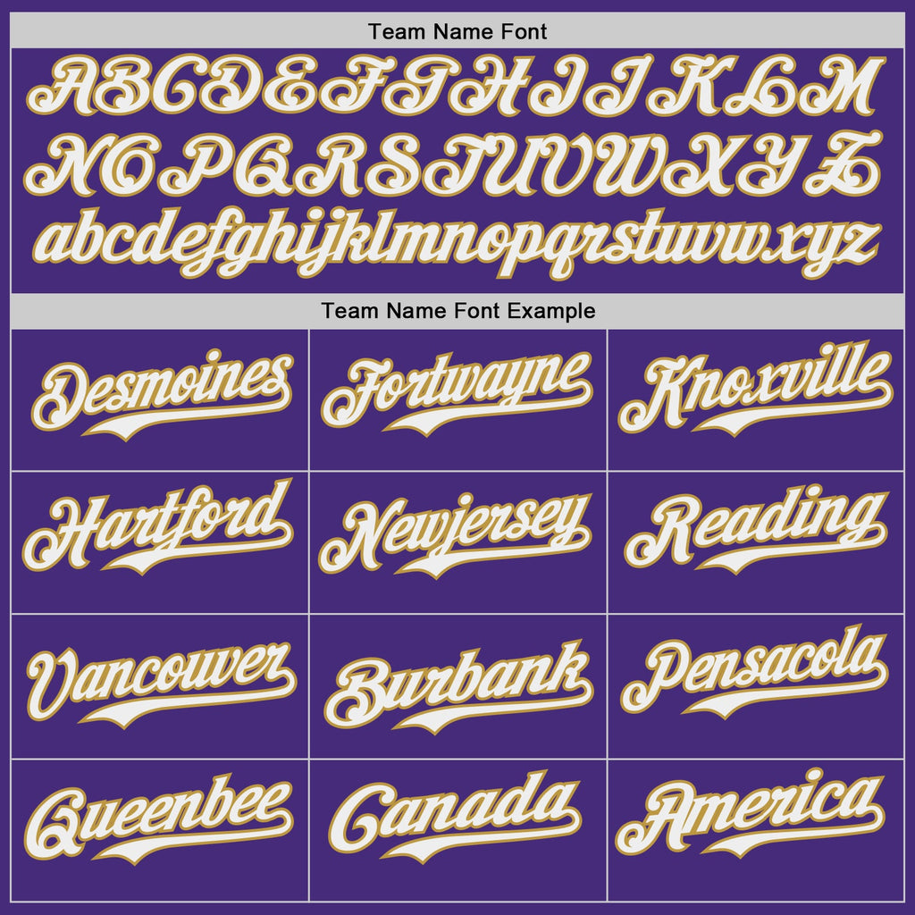 Custom Purple White-Old Gold Japanese Wave Authentic Baseball Jersey