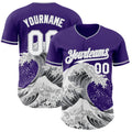 Custom Purple White-Gray Japanese Wave Authentic Baseball Jersey