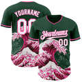 Custom Green White-Pink Japanese Wave Authentic Baseball Jersey