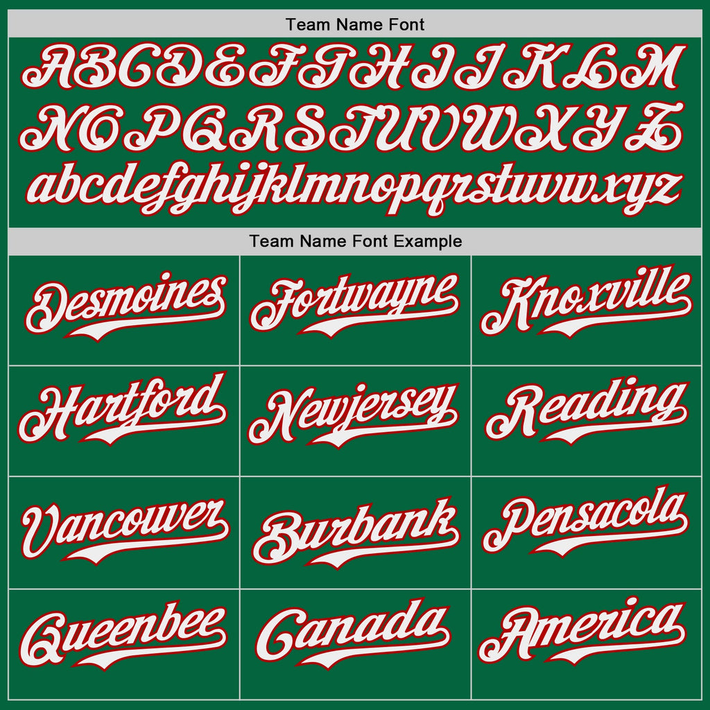 Custom Kelly Green White-Red Japanese Wave Authentic Baseball Jersey