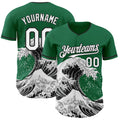 Custom Kelly Green White-Black Japanese Wave Authentic Baseball Jersey