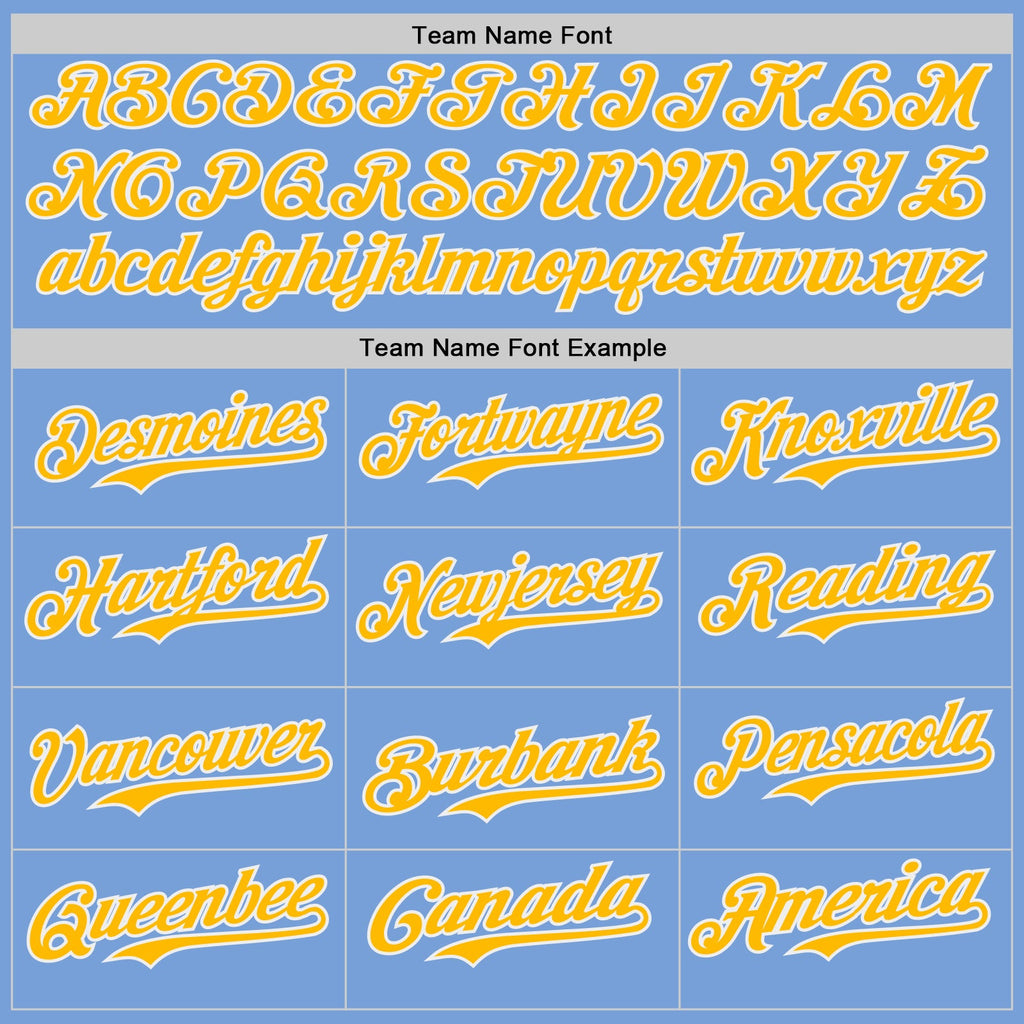 Custom Light Blue Gold-White Japanese Wave Authentic Baseball Jersey