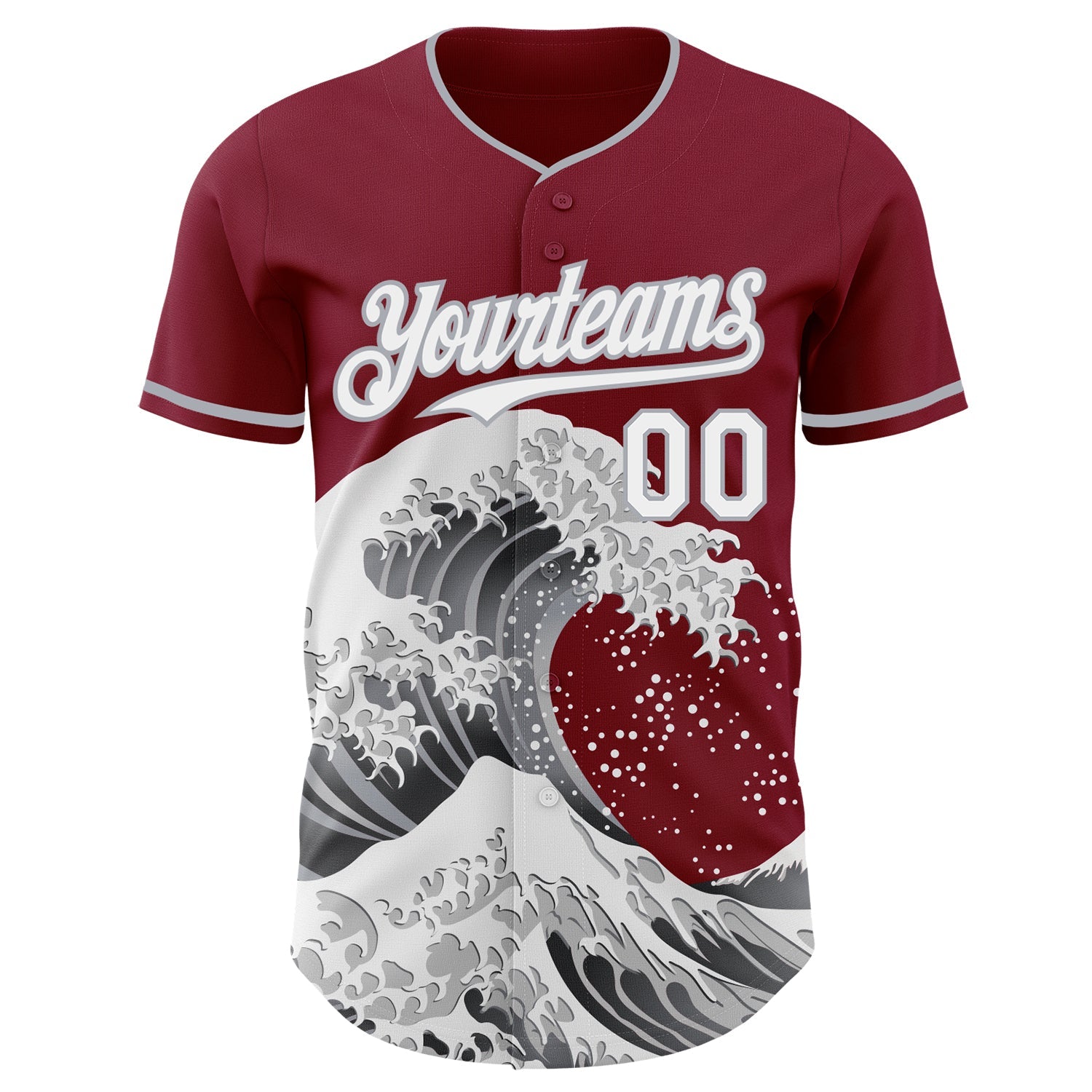 Custom Crimson White-Gray Japanese Wave Authentic Baseball Jersey