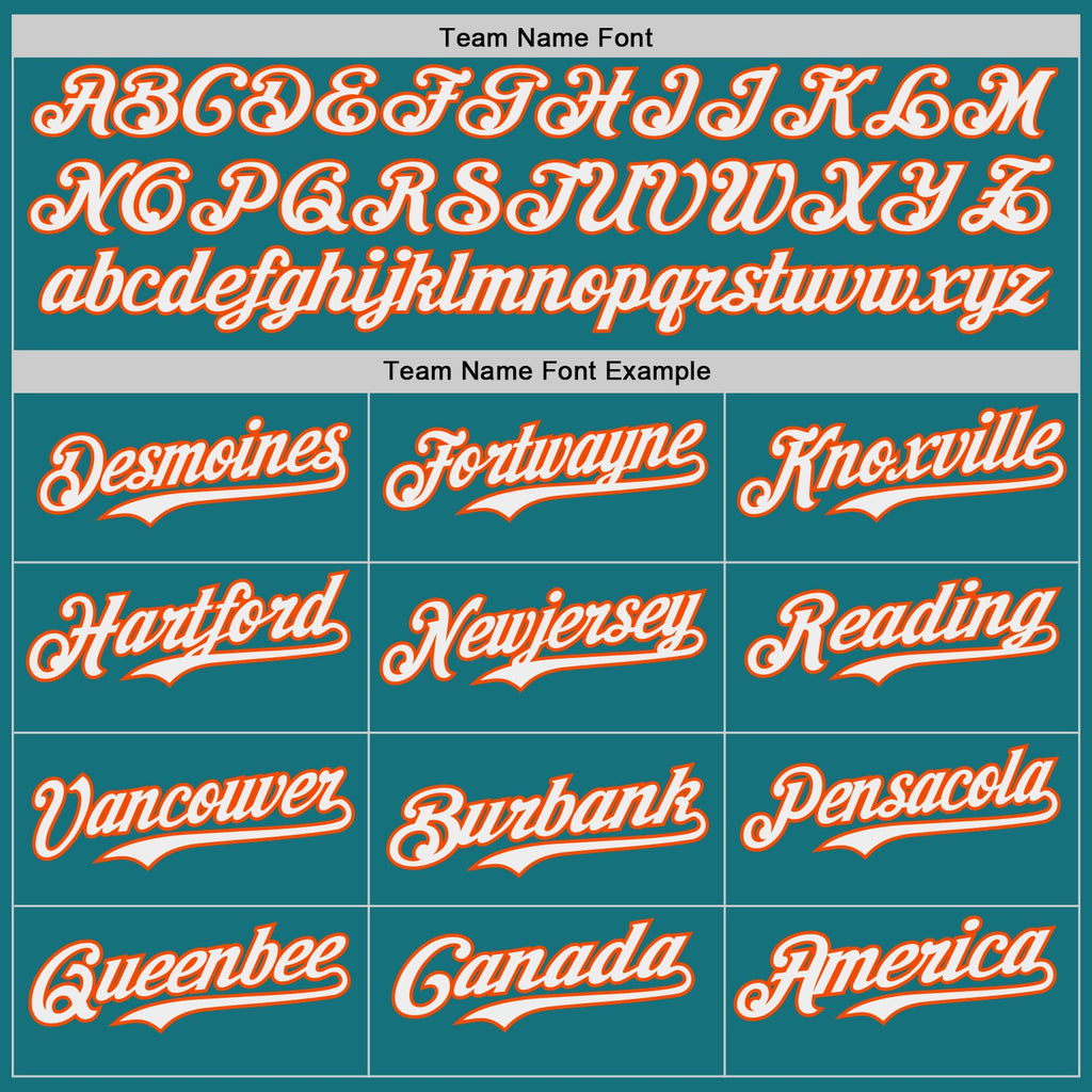 Custom Teal White-Orange Japanese Wave Authentic Baseball Jersey
