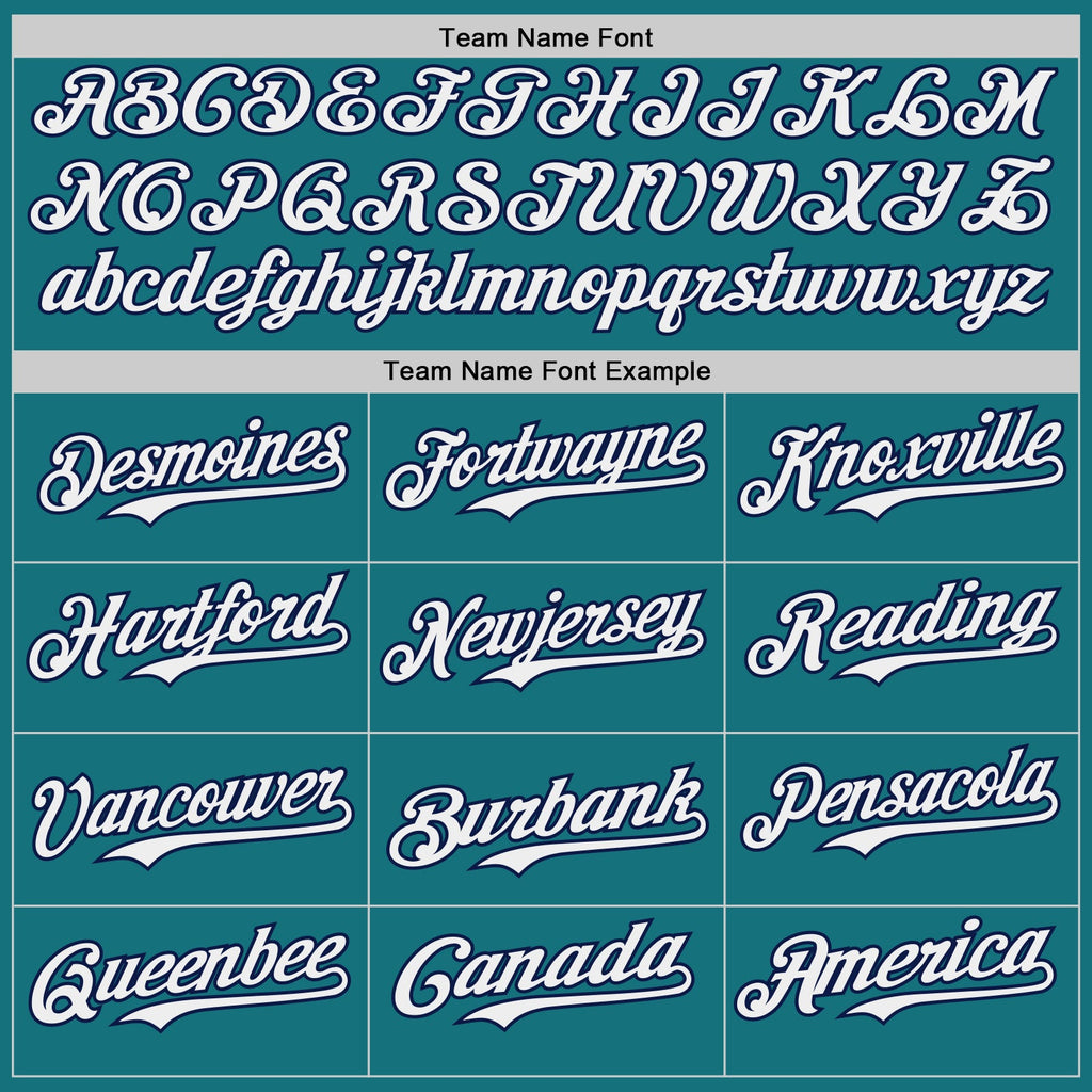Custom Teal White-Navy Japanese Wave Authentic Baseball Jersey