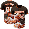 Custom Brown White-Orange Japanese Wave Authentic Baseball Jersey