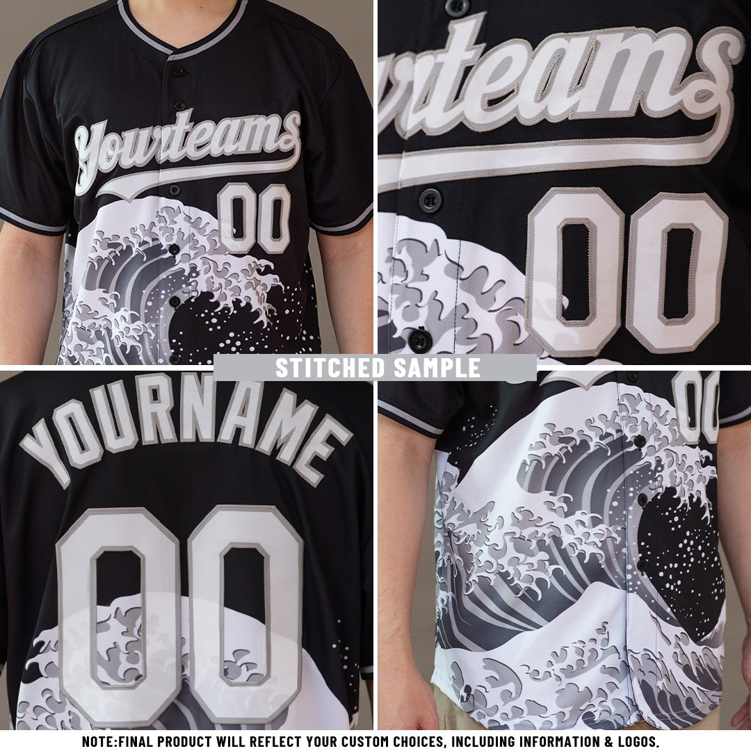 Custom Neon Green Orange-White Japanese Wave Authentic Baseball Jersey