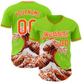 Custom Neon Green Orange-White Japanese Wave Authentic Baseball Jersey