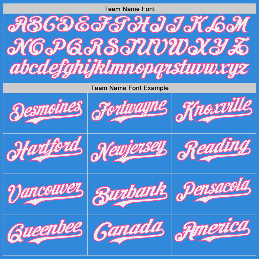 Custom Electric Blue White-Pink Japanese Wave Authentic Baseball Jersey