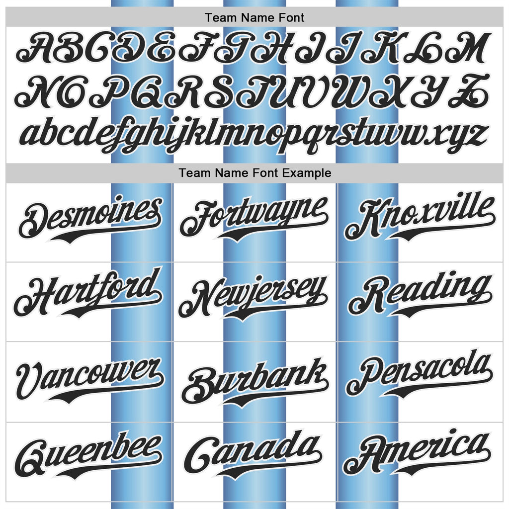 Custom White Black-Light Blue Gradient Vertical Stripe Argentina Style Authentic Baseball Jersey