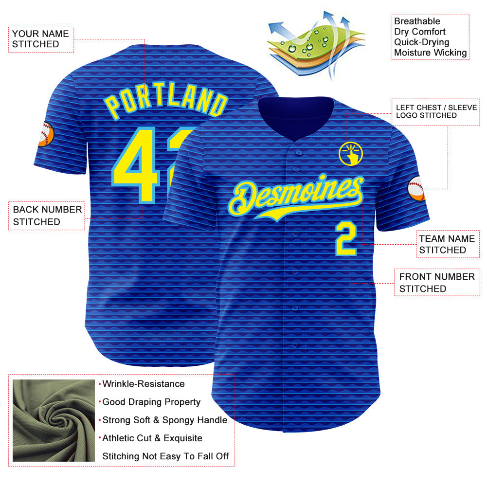 Custom Blue Light Yellow-Sky Blue Brazil Style Authentic Baseball Jersey