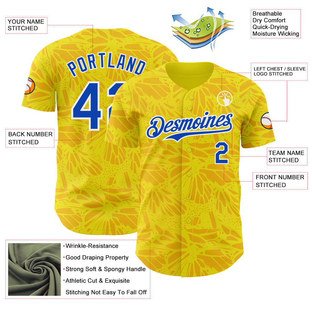 Custom Yellow Thunder Blue-White Colombia Style Authentic Baseball Jersey