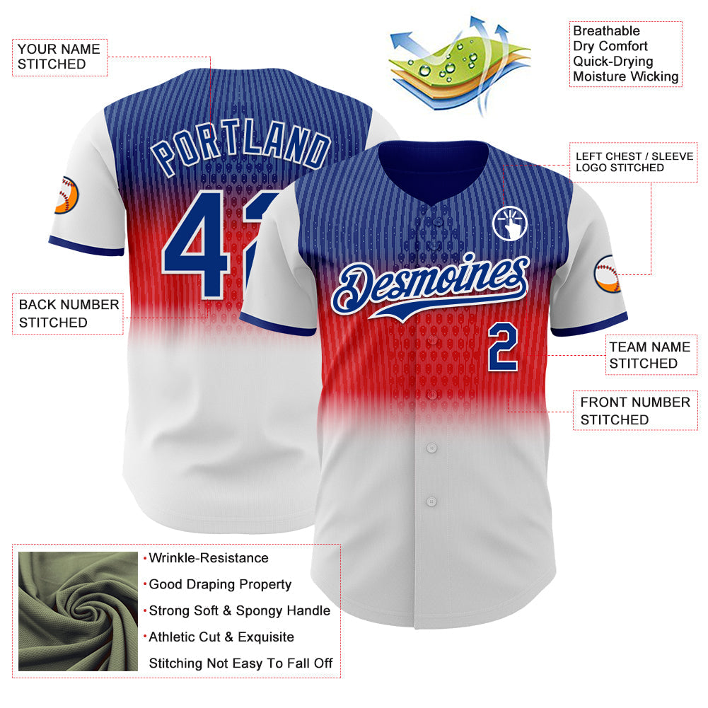 Custom Royal Red-White Colombia Style Authentic Baseball Jersey