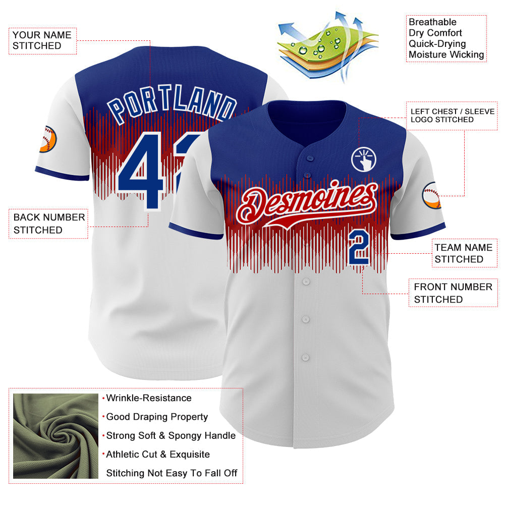 Custom Royal Red-White Colombia Style Authentic Baseball Jersey
