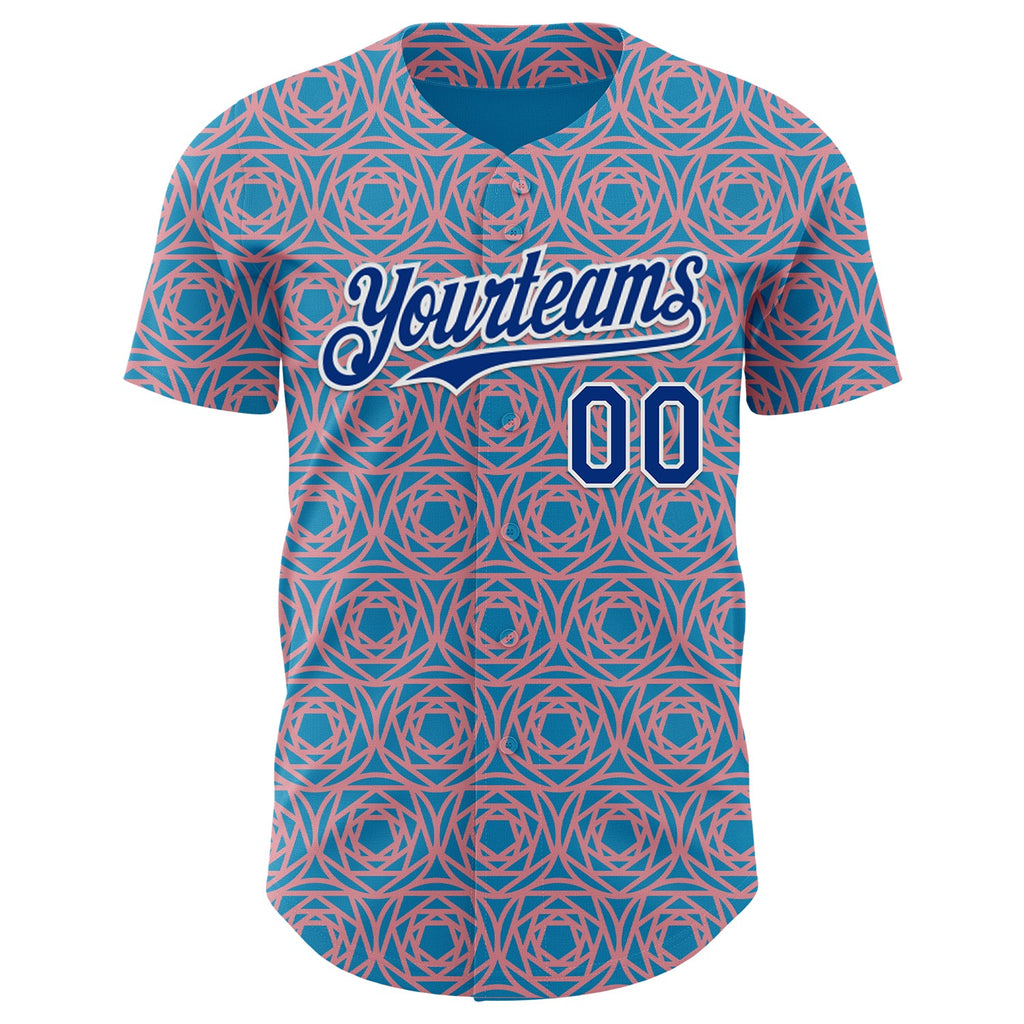 Custom Panther Blue Royal Medium Pink-White Colombia Style Authentic Baseball Jersey