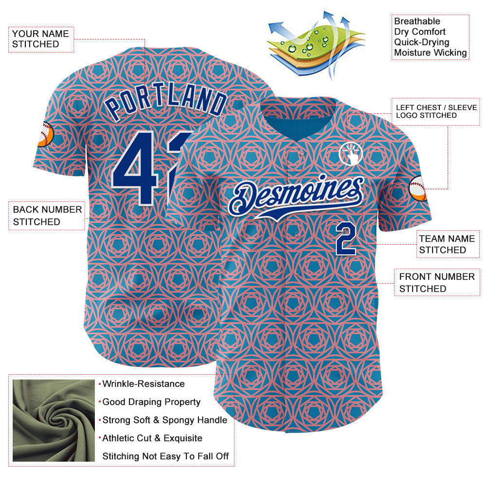 Custom Panther Blue Royal Medium Pink-White Colombia Style Authentic Baseball Jersey