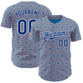 Custom Panther Blue Royal Medium Pink-White Colombia Style Authentic Baseball Jersey
