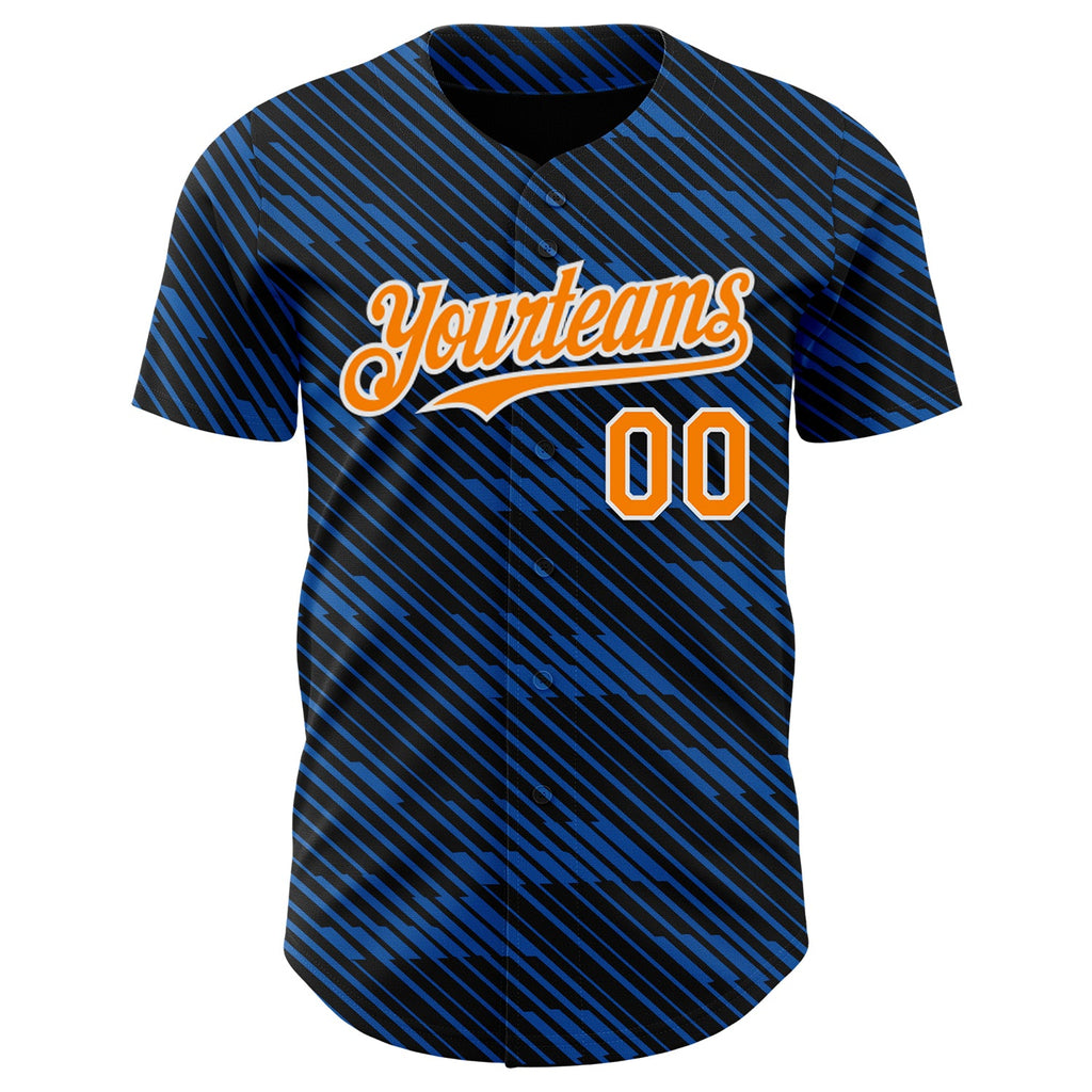 Custom Black Bay Orange Royal-White France Style Authentic Baseball Jersey