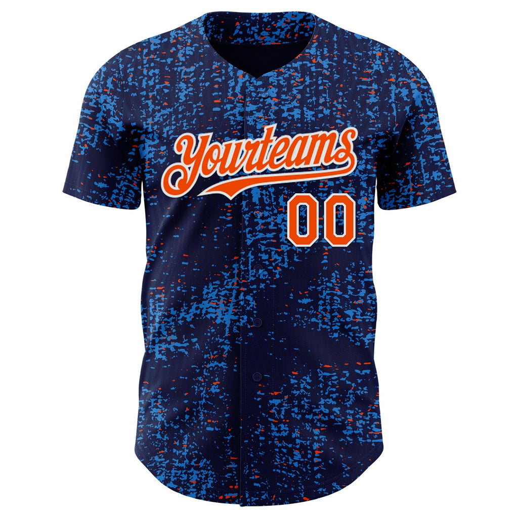 Custom Navy Orange Blue-White France Style Authentic Baseball Jersey