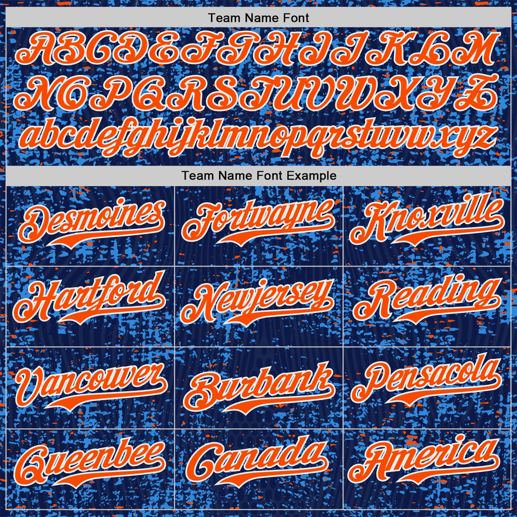 Custom Navy Orange Blue-White France Style Authentic Baseball Jersey