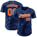 Custom Navy Orange Blue-White France Style Authentic Baseball Jersey