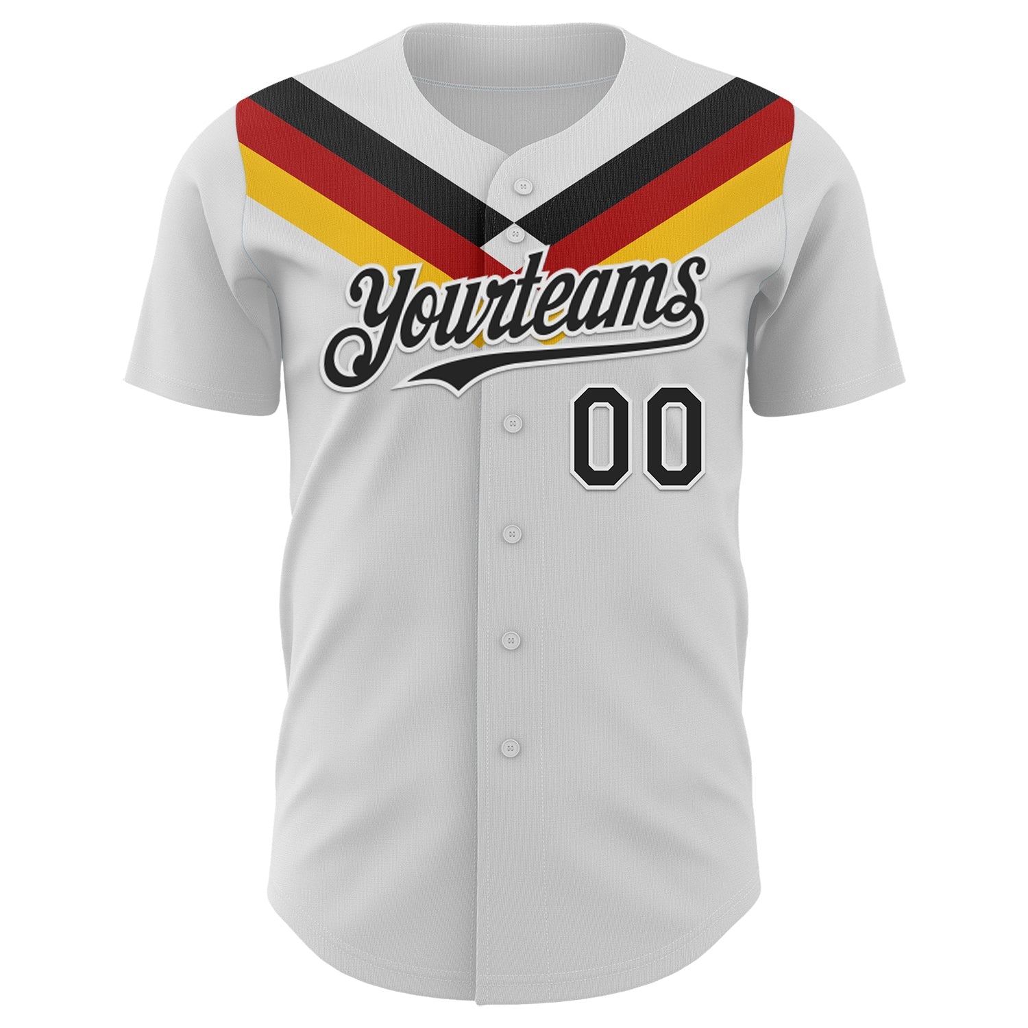 Custom White Black Red-Yellow Germany Style Authentic Baseball Jersey