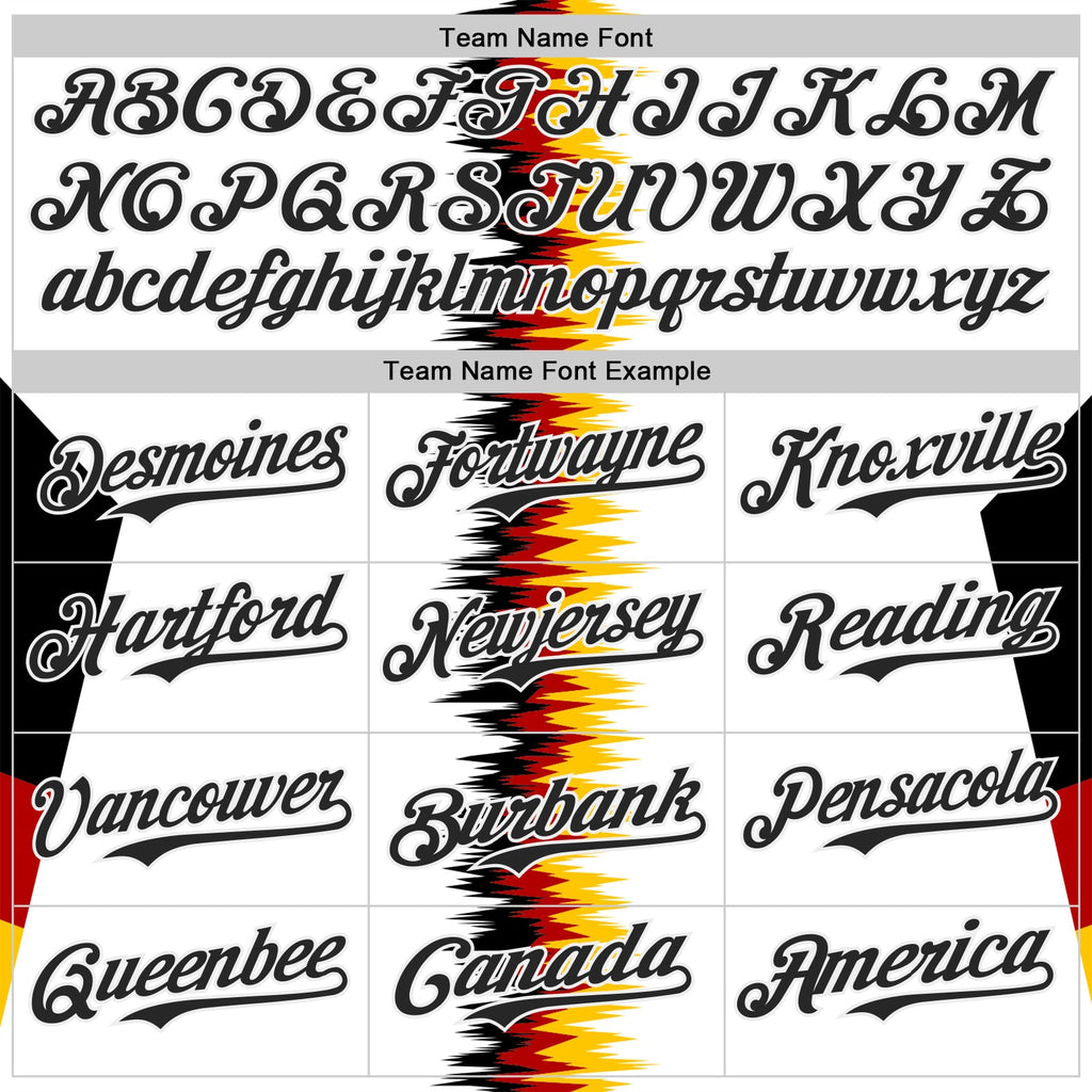 Custom White Black Red-Yellow Germany Style Authentic Baseball Jersey