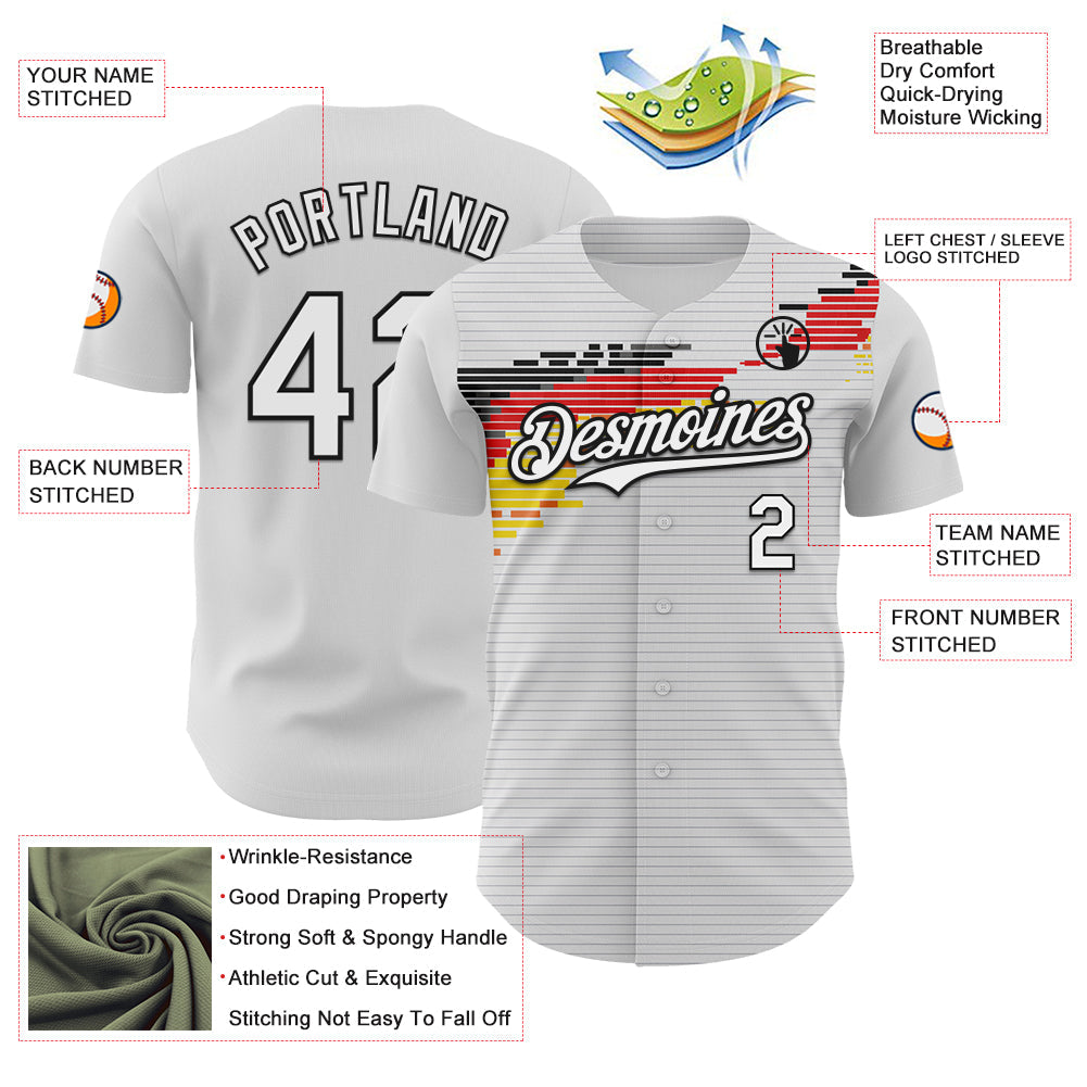 Custom White Red Yellow-Black Germany Style Authentic Baseball Jersey