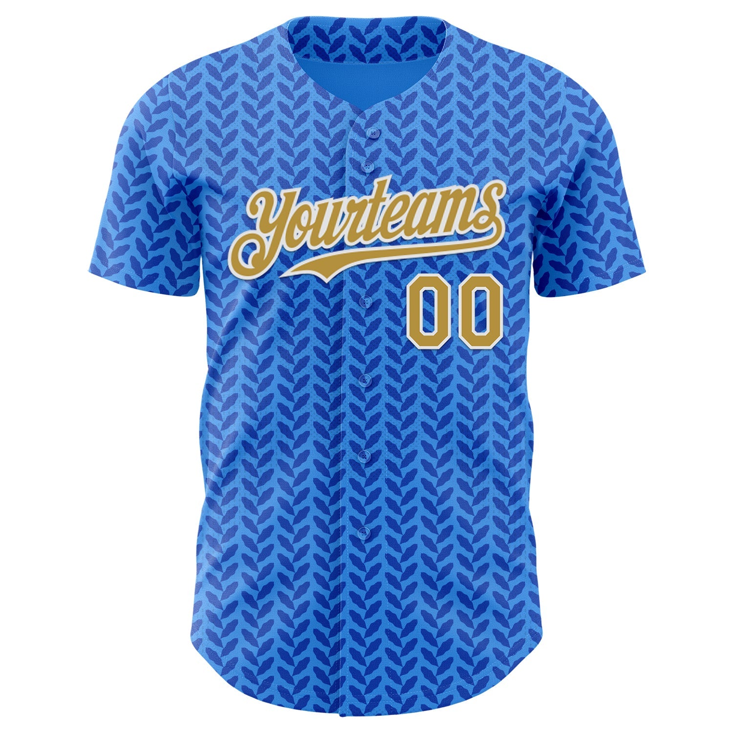 Custom Blue Old Gold-White Italy Style Authentic Baseball Jersey