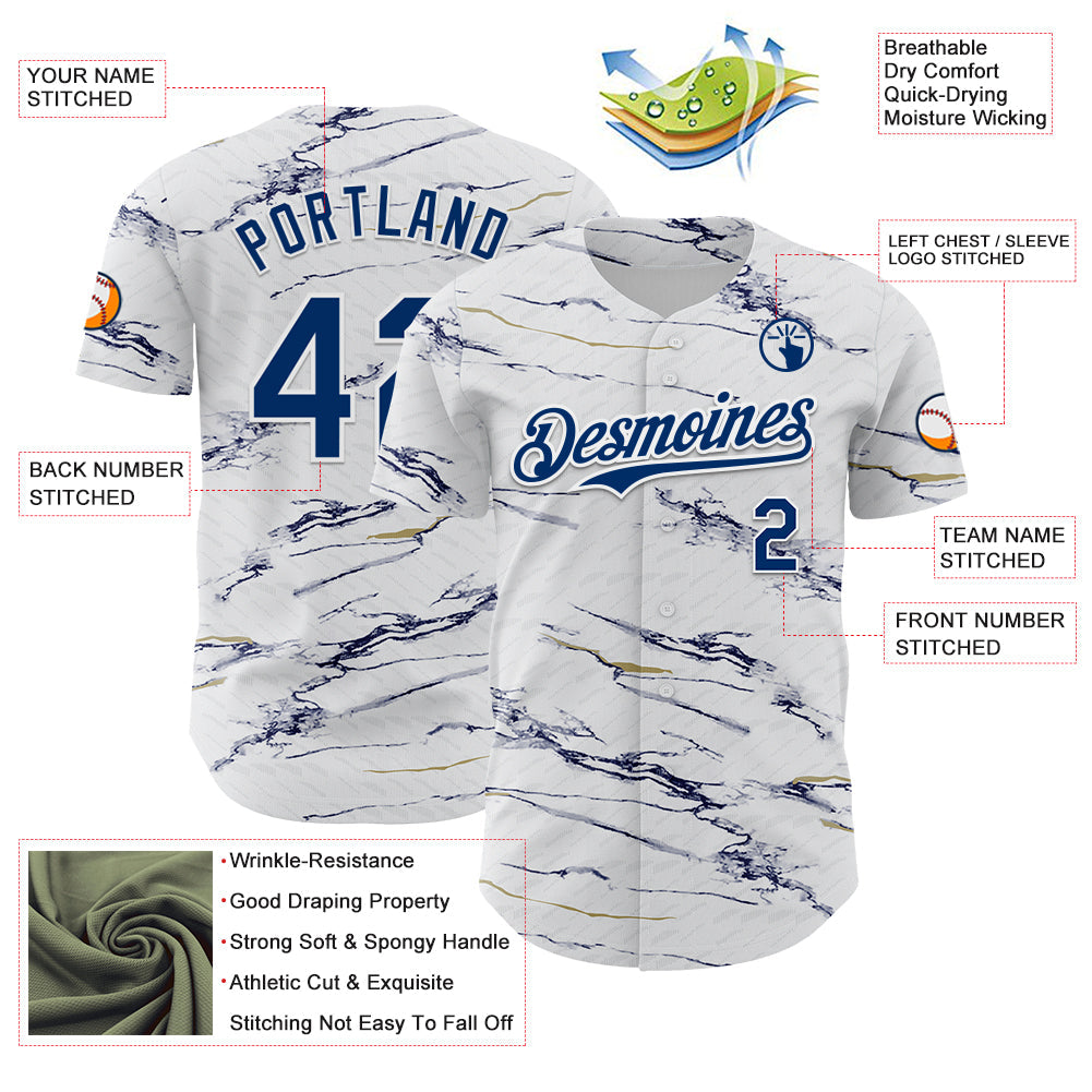 Custom White-US Navy Blue Italy Style Authentic Baseball Jersey