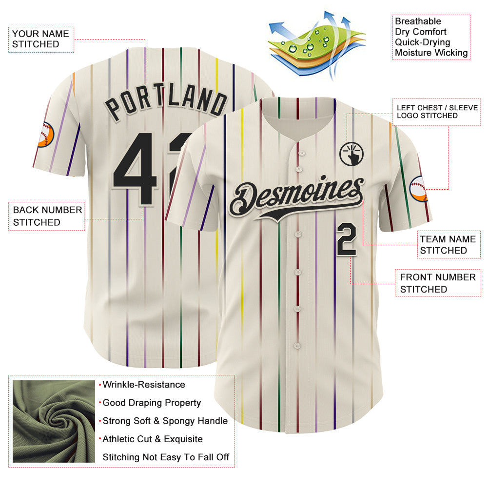 Custom Cream-Black Japan Style Authentic Baseball Jersey