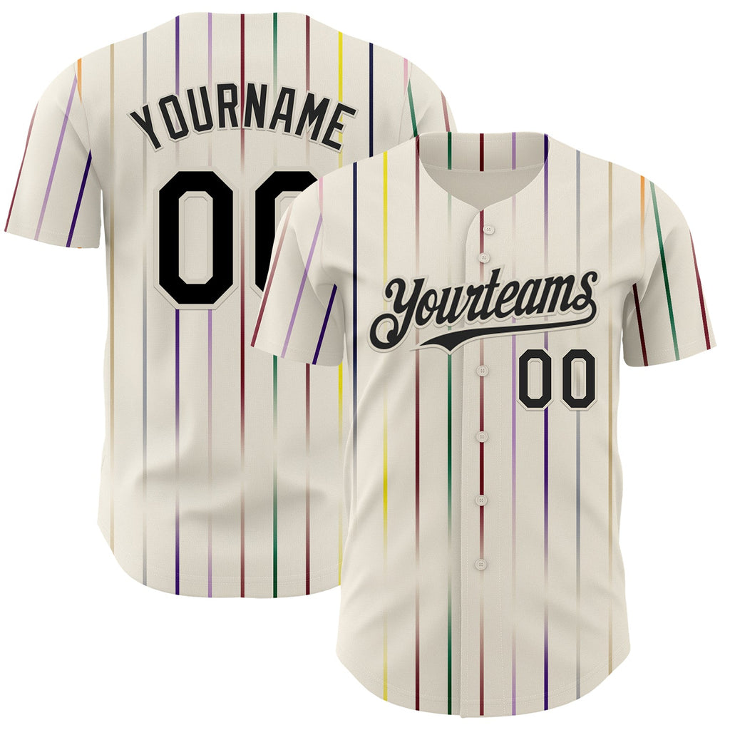 Custom Cream-Black Japan Style Authentic Baseball Jersey