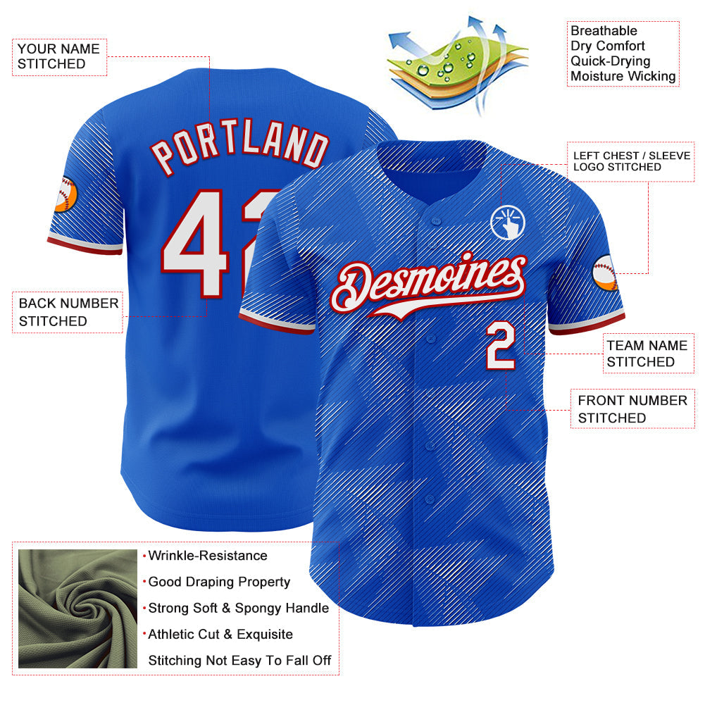 Custom Blue White-Red Japan Style Authentic Baseball Jersey