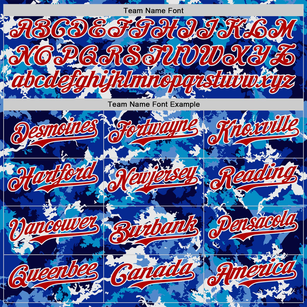 Custom Blue Red-White Japan Style Authentic Baseball Jersey