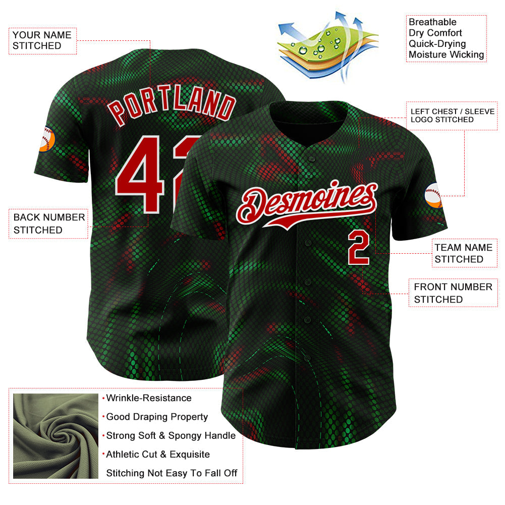 Custom White Red-Green Portugal Style Authentic Baseball Jersey