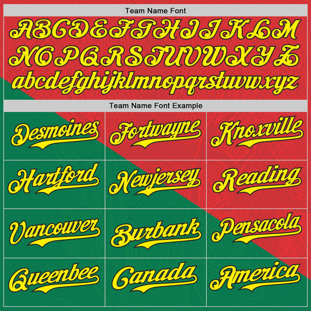 Custom Red Light Yellow Green-Black Portugal Style Authentic Baseball Jersey