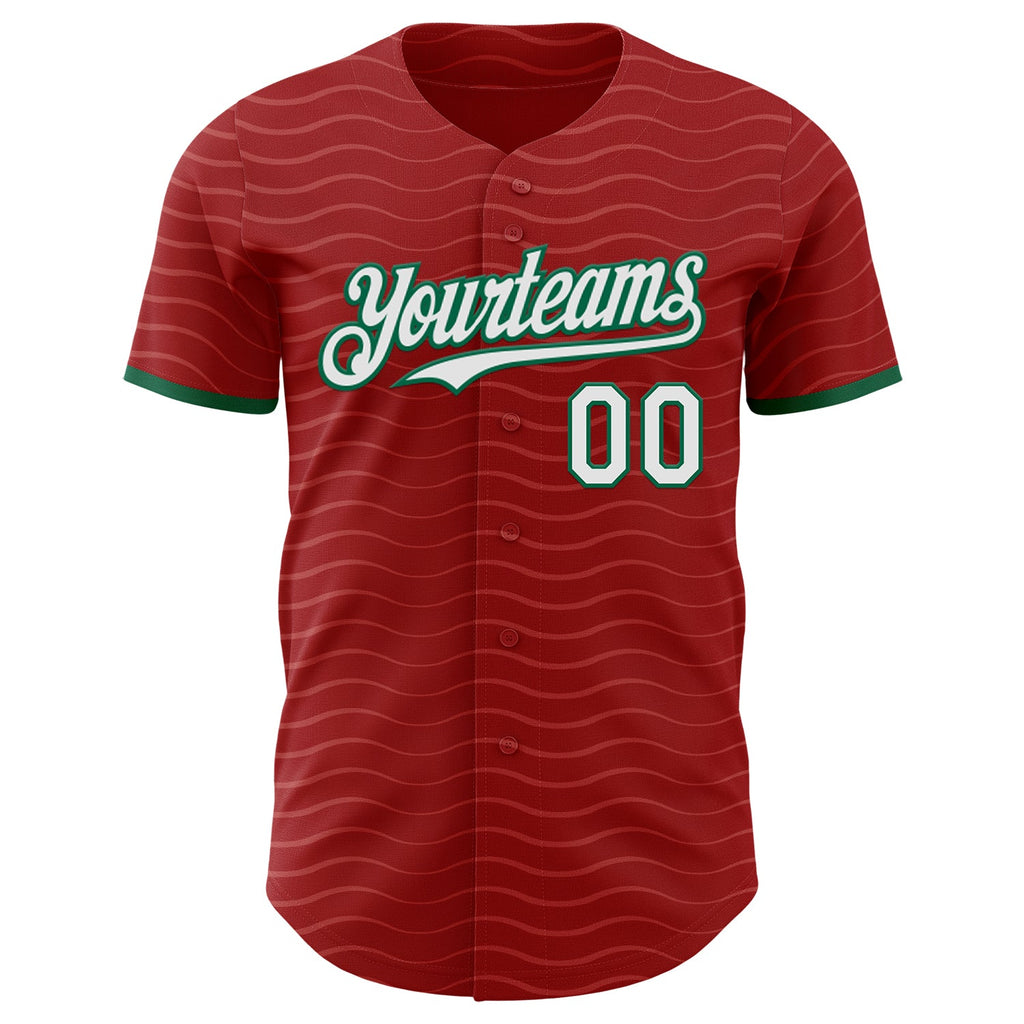 Custom Red White-Kelly Green Portugal Style Authentic Baseball Jersey