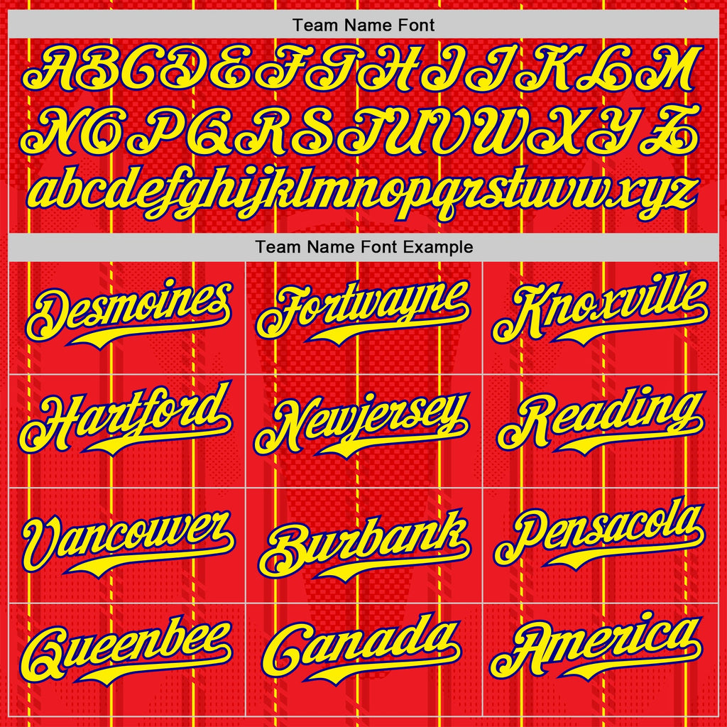 Custom Red Light Yellow-Navy Spain Style Authentic Baseball Jersey